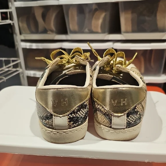 Vintage Havana Snake Print Sneakers with Gold Accents - Picture 3 of 8